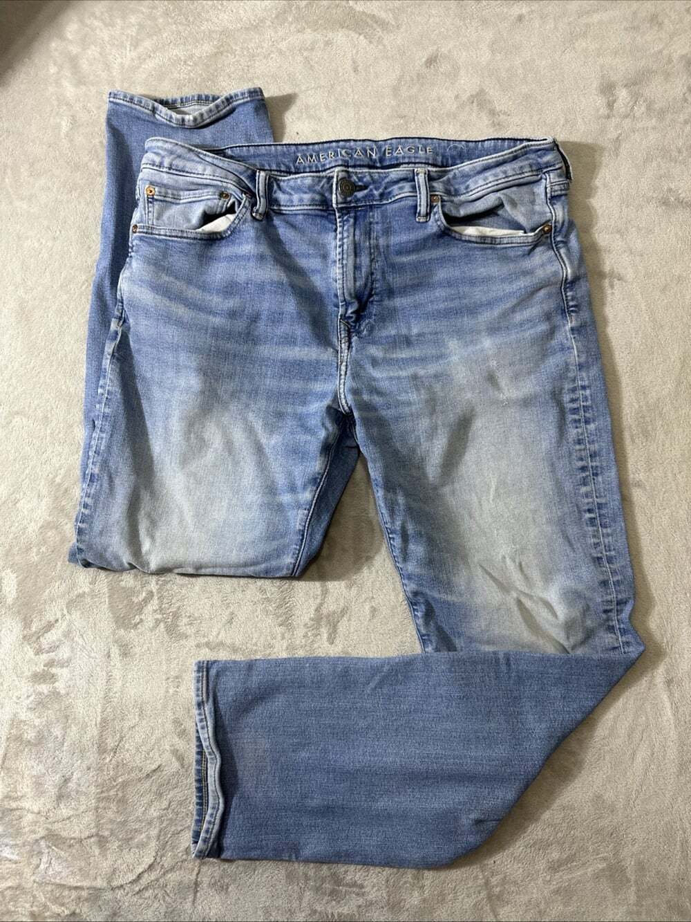 American Eagle Original Straight Jeans Men’s 36x32 Light Wash Stretch Denim